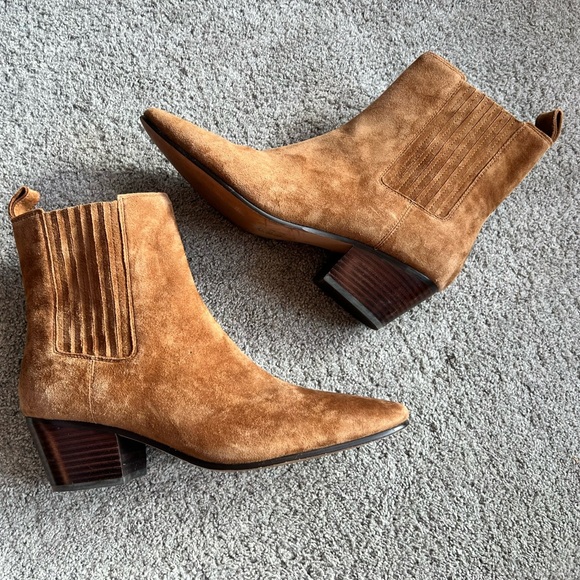 J. Crew Shoes - J.Crew Piper Size 10 Tan Ankle Booties Suede Brown Tan Block Heel Western Boots